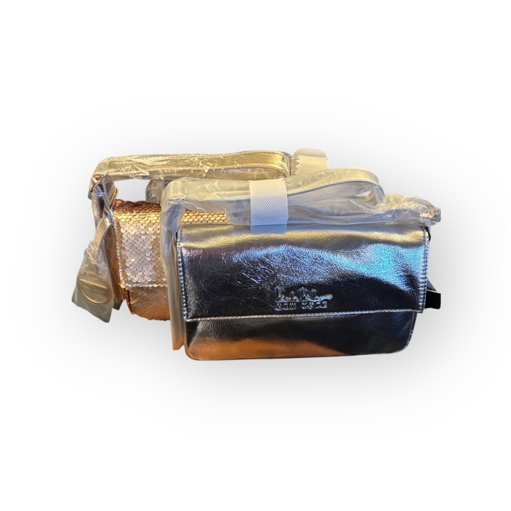 2 NWT Nicole Miller New York Bags.  Gold and Silver. Crossbody/Shoulder. BOGO